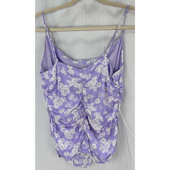 ASTR The Label Purple Floral Ruched Cowl Neck Cami Tank Top Size Medium - Picture 5 of 8